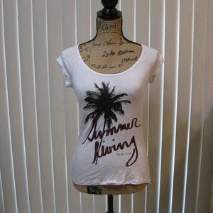 NWT Bebe white rhinestone logo graphic t shirt top XS extra small